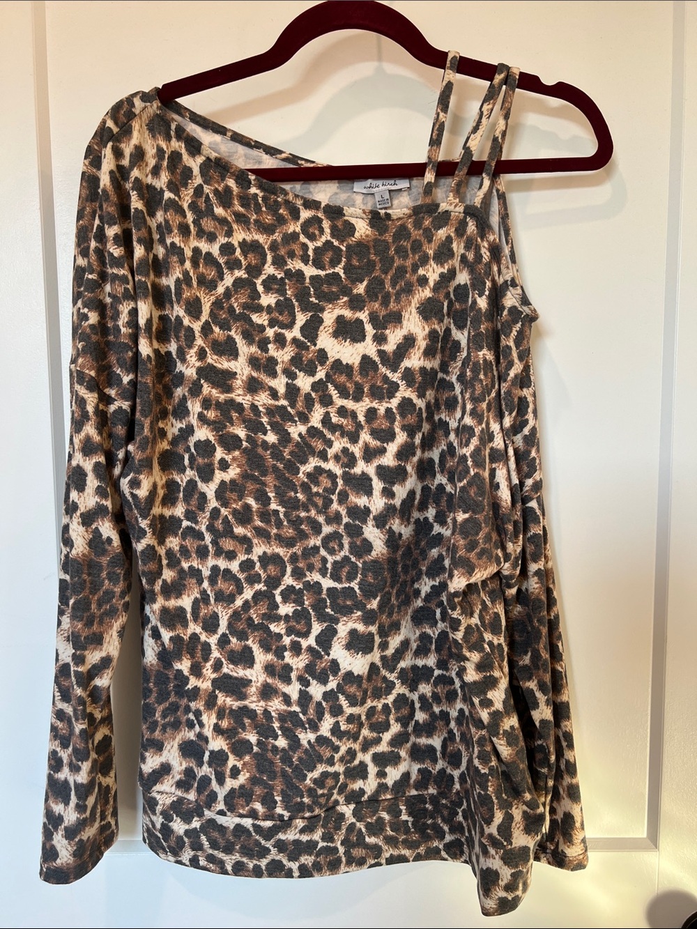 white birch Leopard Print One-Shoulder Top - Brown/Black Large Leopard